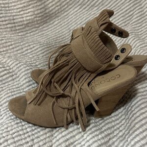 Coconuts by Matisse Brown Fringe Wedge Sandals